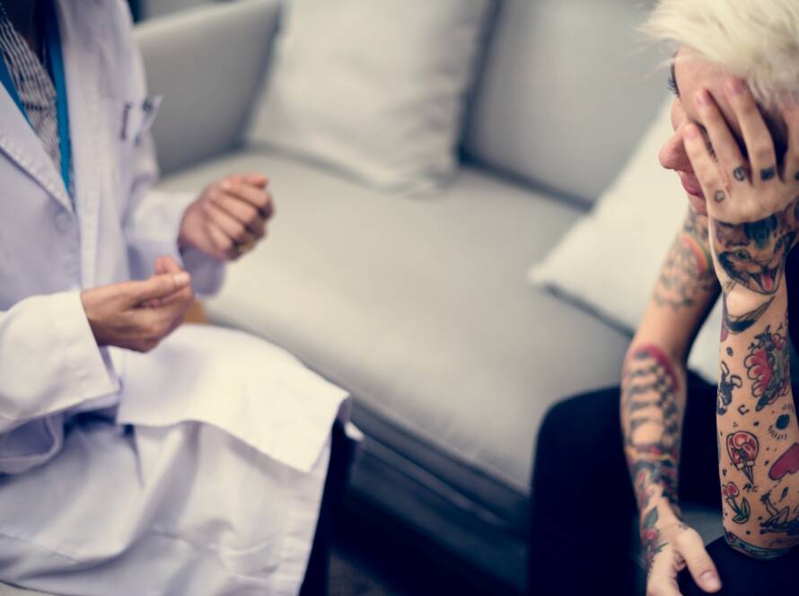 Depressed woman having a counseling session