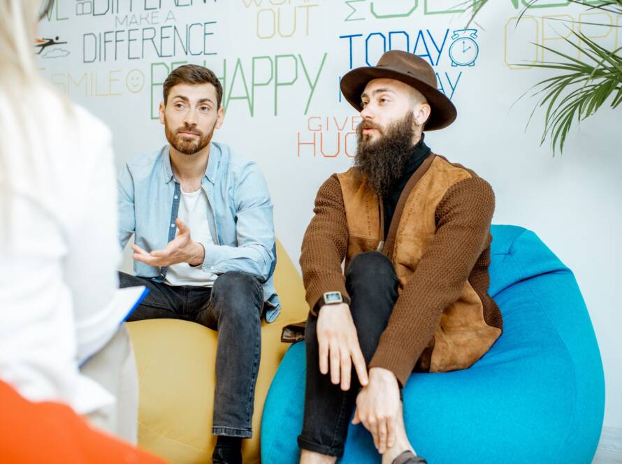 Homosexual couple during the psychological counseling